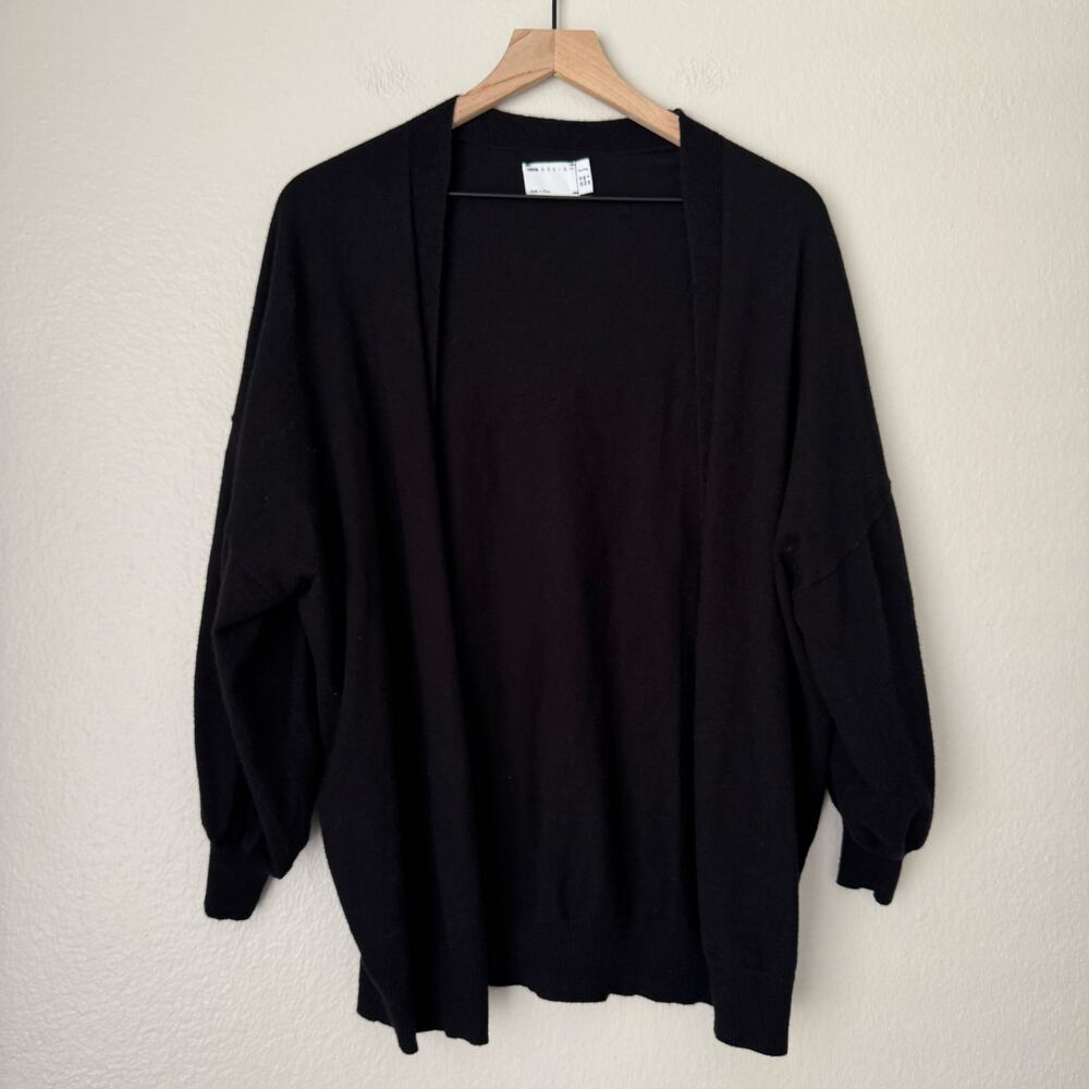 ASOS Women's Black Cardigan Sweater Balloon Puff Sleeve Soft Stretch Size 6P Top
